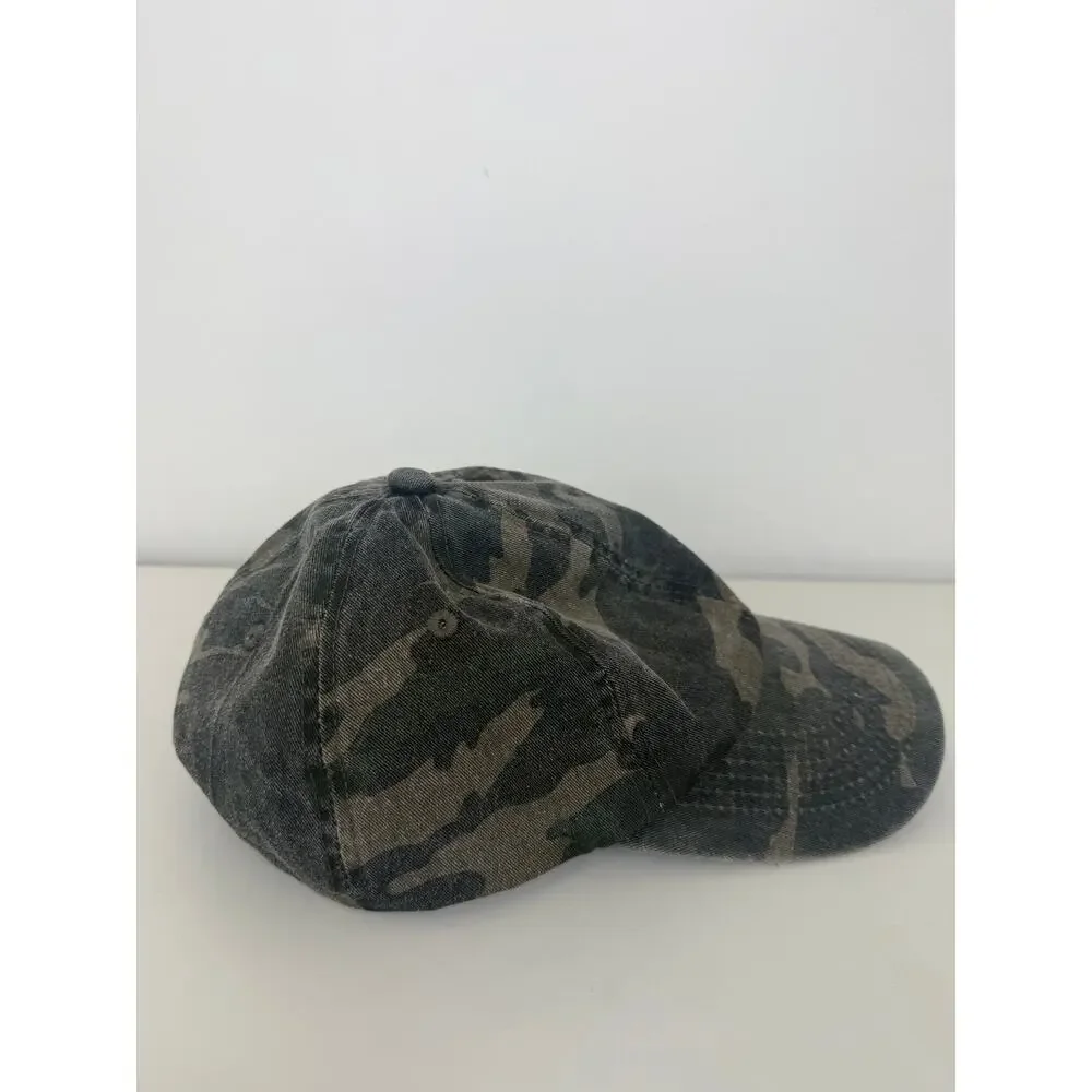 Womens Camo Army Washed Camouflage 100% Cotton Y2K Grunge Baseball Cap Hat OS